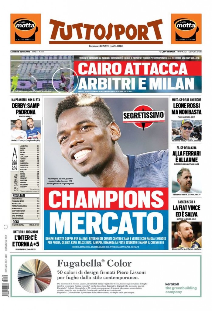 Tuttosport 15 aprile 2019