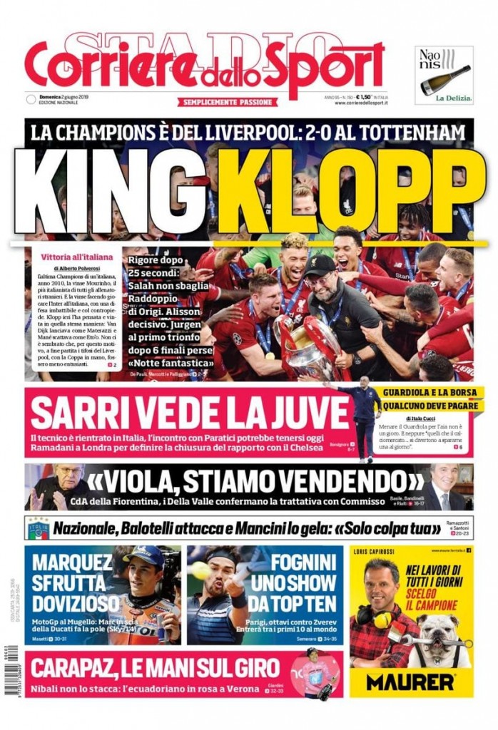 Corriere dello sport 2 giugno 2019