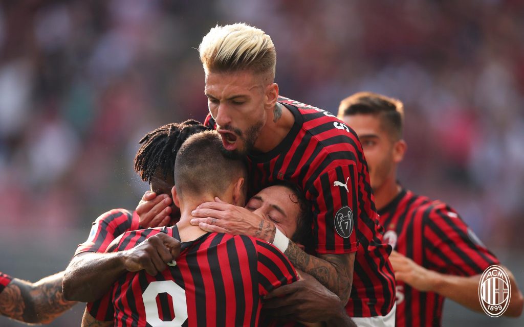 L'esultanza del Milan, foto @acmilan