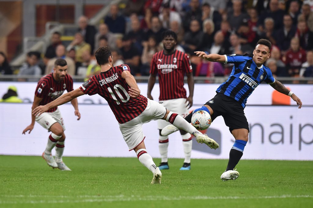 Hakan Calhanoglu e Lautaro Martinez in Milan-Inter, Getty Images