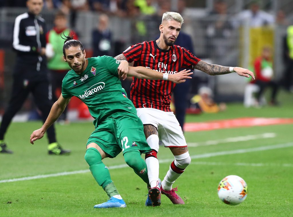 Martin Caceres e Samuel Castillejo in Milan-Fiorentina, Getty Images