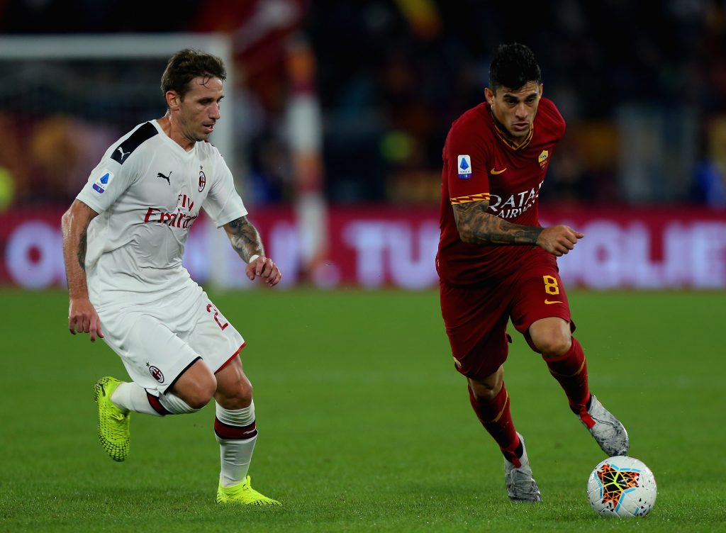 Diego Perotti e Lucas Biglia in Roma-Milan, Getty Images