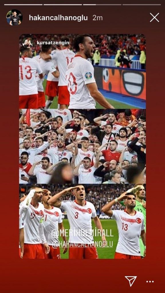 La storia Instagram di Hakan Calhanoglu