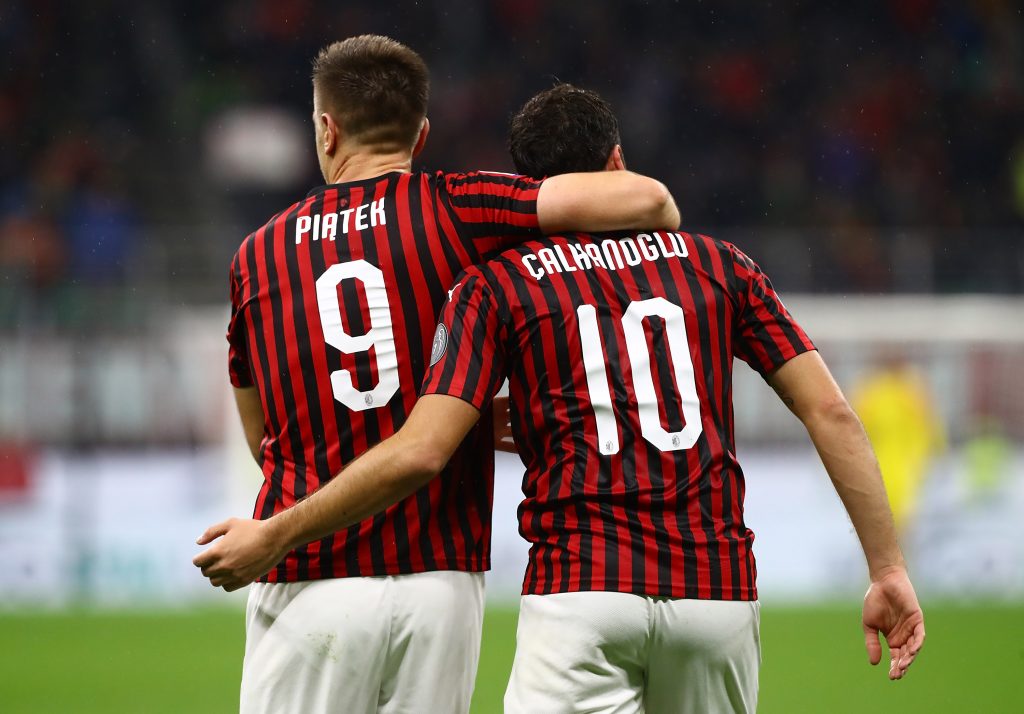 Krzysztof Piatek Hakan Calhanoglu Milan