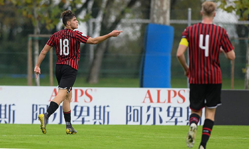 L'esultanza di Lorenzo Colombo del Milan Primavera, @acmilan