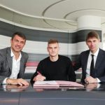 Antonio Mionic con Maldini e Massara, @acmilan