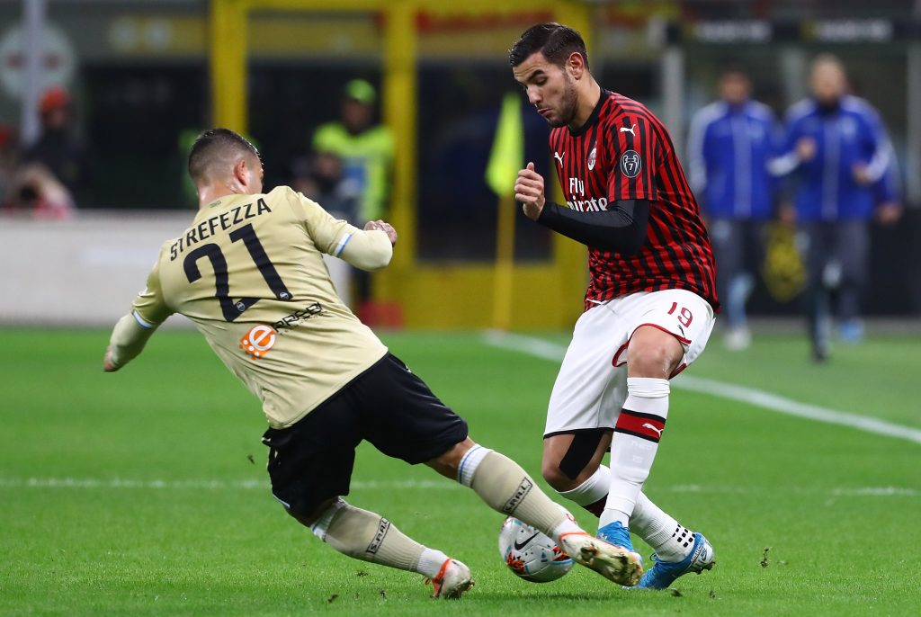Theo Hernandez e Gabriel Strefezza in Milan-Spal, Getty Images