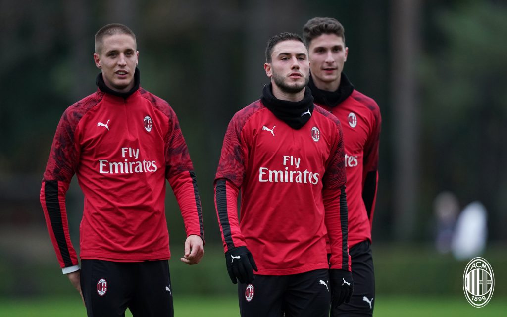 Conti Calabria Caldara allenamento Milan Milanello