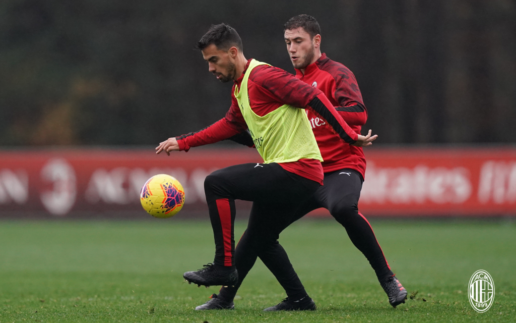 Suso Calabria Milan allenamento Milanello