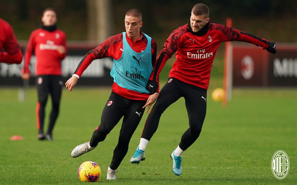 Conti Rebic allenamento Milan Milanello Bologna-Milan