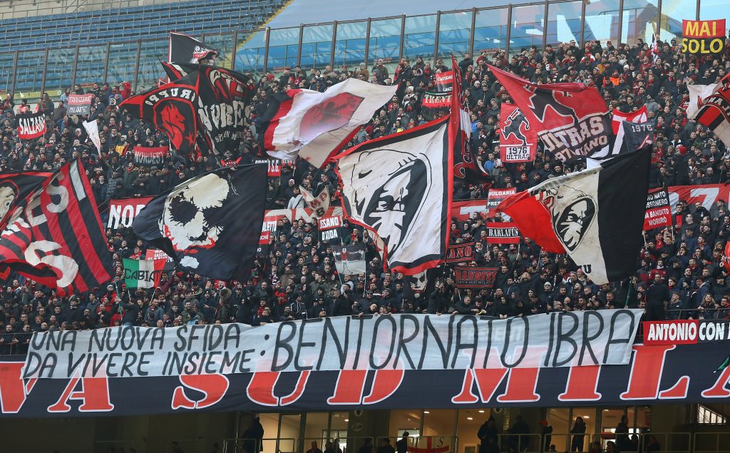 Milan-Sampdoria striscione Curva Sud Ibrahimovic San Siro