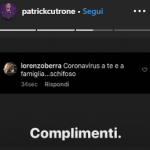 Messaggio contro Cutrone su Instagram