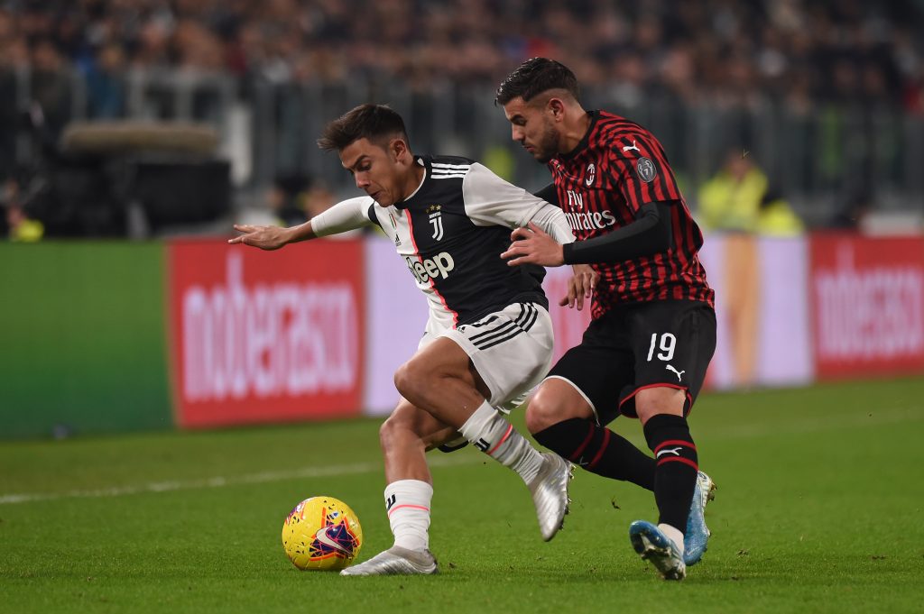 Juventus-Milan Dybala Theo Hernandez Milan-Juventus