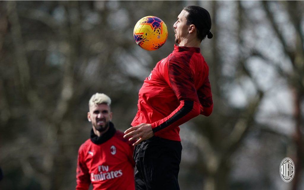 Fiorentina-Milan Ibrahimovic allenamento Milan Milanello