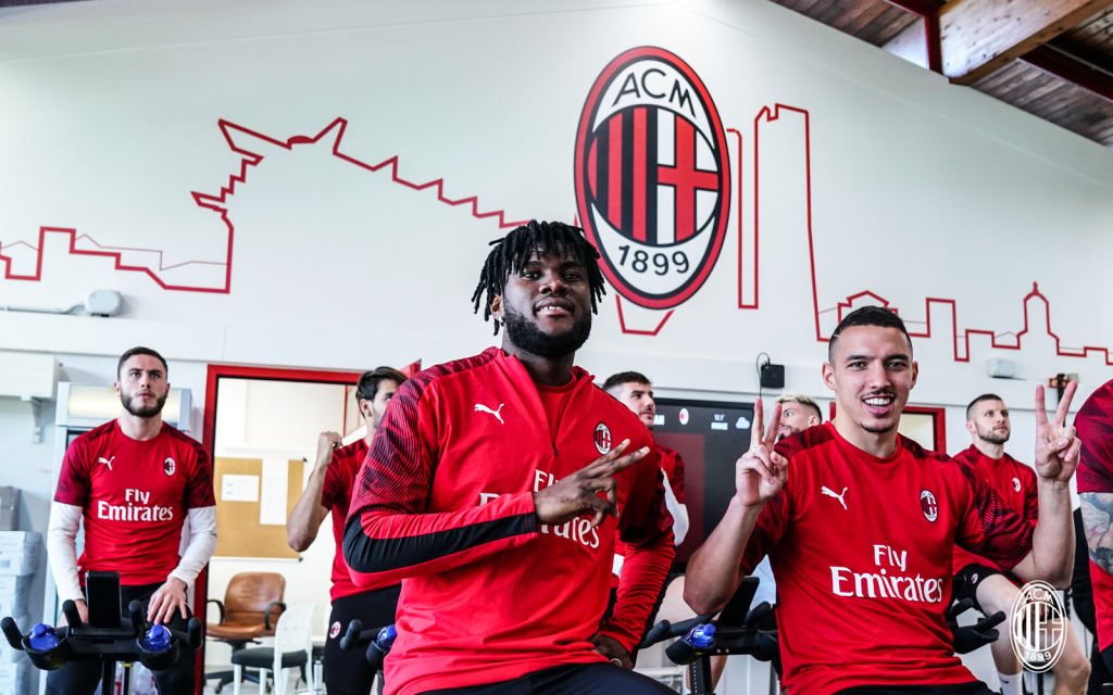 Kessie Bennacer Milan allenamento palestra Milanello