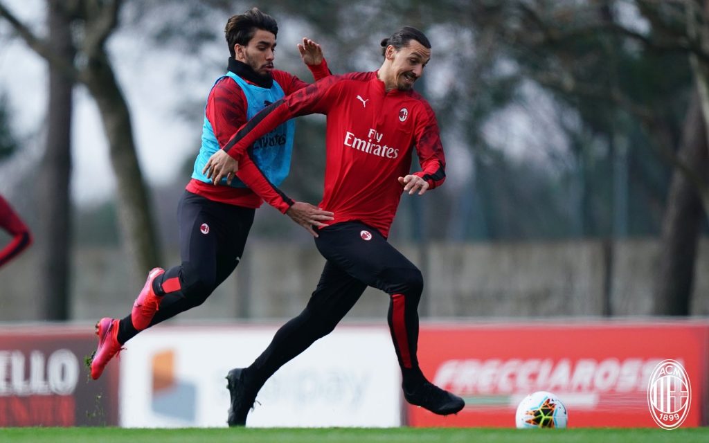 Paqueta Ibrahimovic allenamento Milan Milanello Juventus-Milan