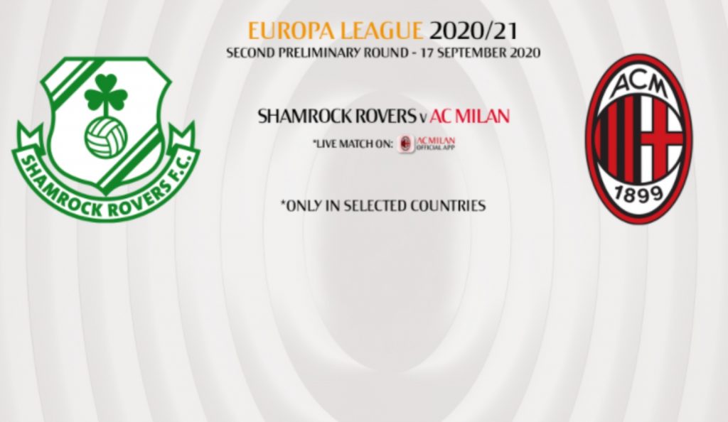 Shamrock Rovers Milan copertura televisiva tv europa league