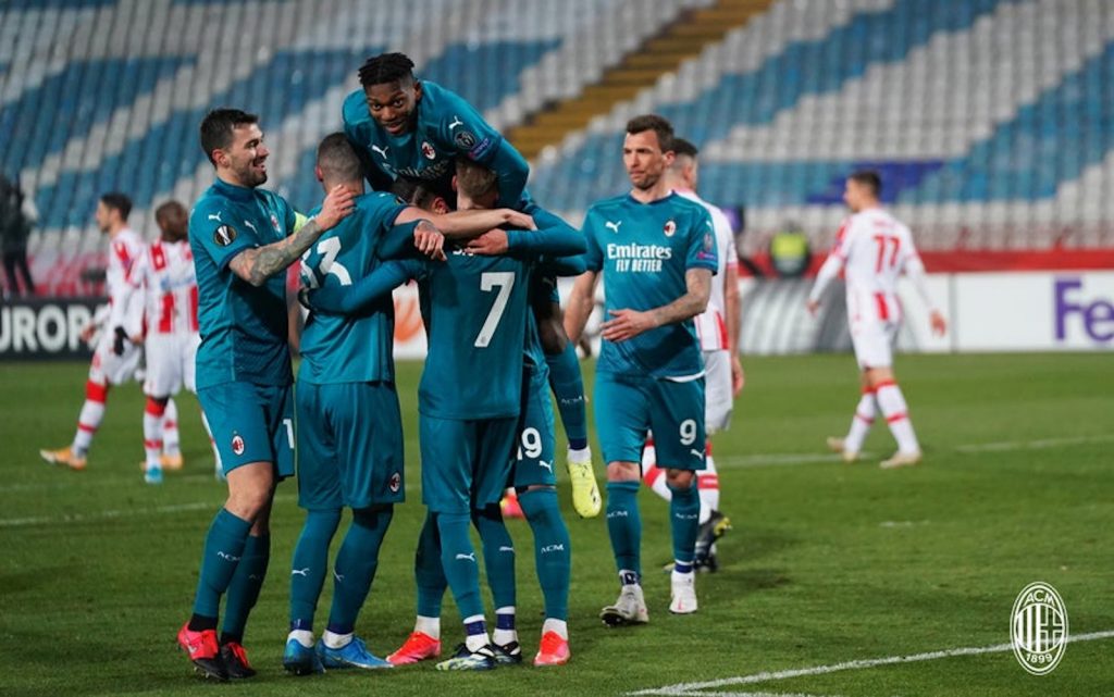 Esultanza AC Milan Stella Rossa-Milan Europa League