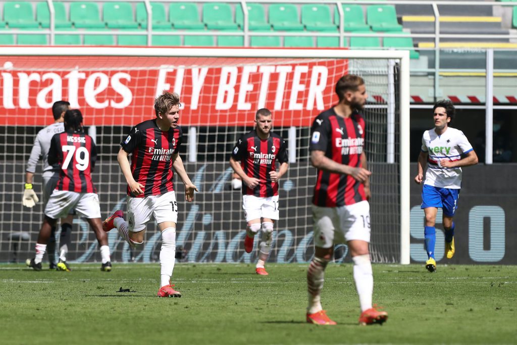 Esultanza Hauge AC Milan Milan-Sampdoria Serie A