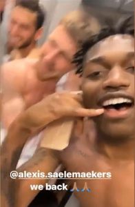 milan in champions saelemaeker e leao festa spogliatoio