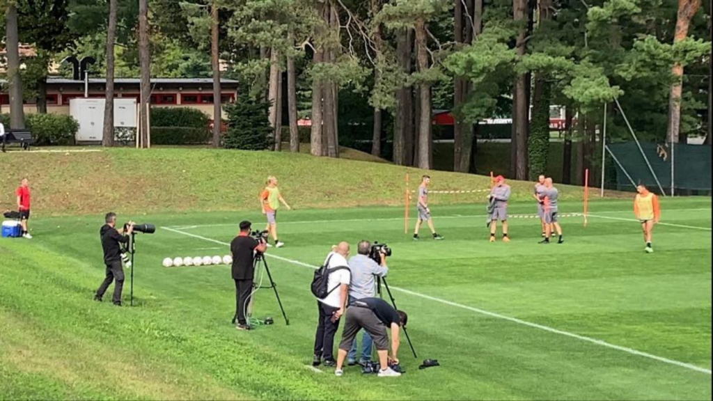 Simon Kjaer allenamento vigilia Milan-Atletico Madrid
