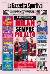 La Gazzetta dello Sport, la prima pagina di oggi, domenica 10 ottobre 2021