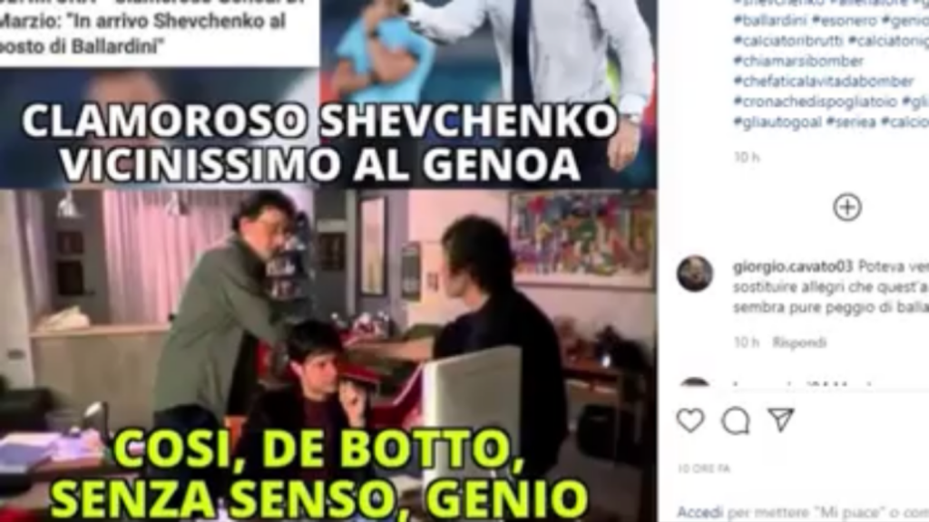 Andriy Shevchenko al Genoa, le reazioni social