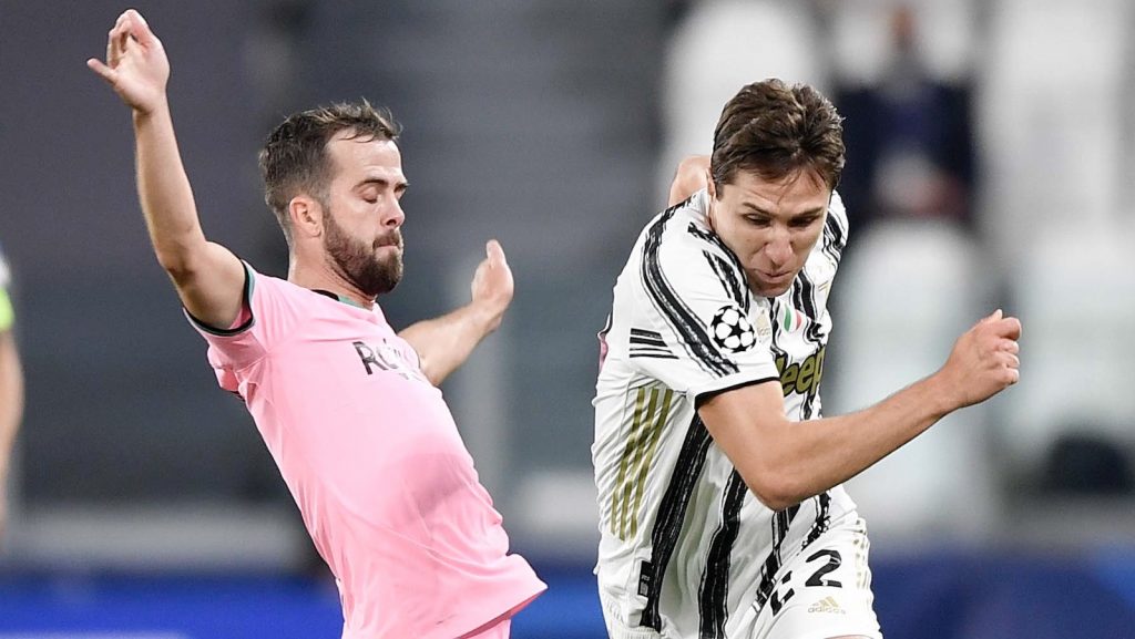 Pjanic Chiesa Juventus Barcellona Champions League 2020-2021