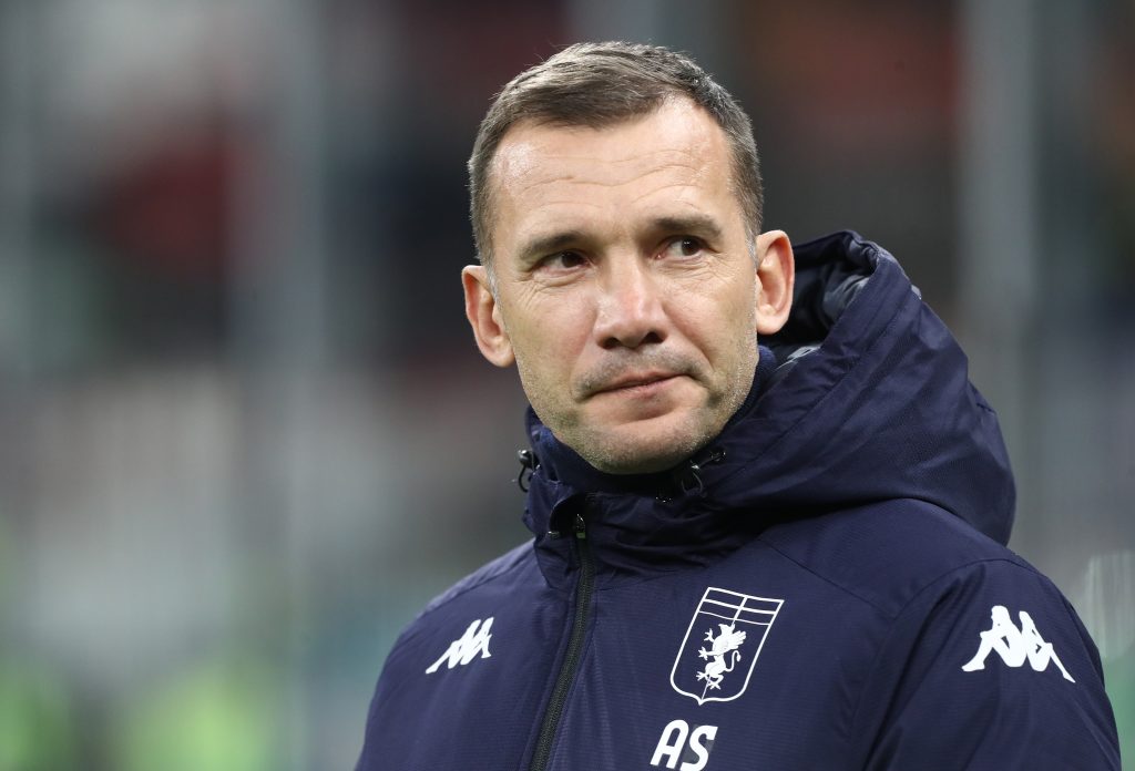 MILAN, ITALY - JANUARY 13: Andriy Shevchenko, Head Coach of Genoa CFC, is pictured during the Coppa Italia match between AC Milan and Genoa CFC at Stadio Giuseppe Meazza on January 13, 2022 in Milan, Italy. (Photo by Marco Luzzani/Getty Images)