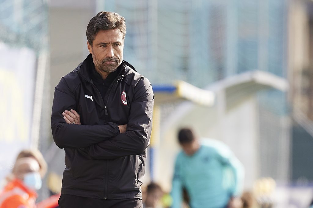 VERONA, ITALY - NOVEMBER 07: Federico Giunti, Manager of AC Milan looks on during the Primavera 1 match between Hellas Verona U19 and AC Milan U19 at Antistadio Guido Tavellin on November 07, 2021 in Verona, Italy. (Photo by Emmanuele Ciancaglini/AC Milan via Getty Images)