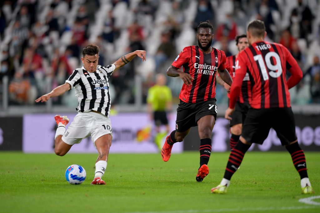 TURIN, ITALY - SEPTEMBER 19: Paulo Dybala of Juventus kicks the ball during the Serie A match between Juventus and AC Milan at Allianz stadium on September 19, 2021 in Turin, Italy. (Photo by Daniele Badolato - Juventus FC/Juventus FC via Getty Images)