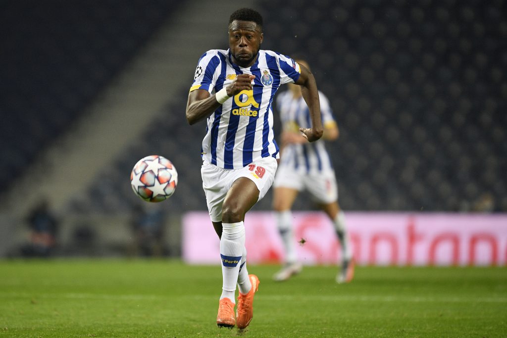 PORTO, PORTUGAL - DECEMBER 01: Chancel Mbemba of FC Porto in action during the UEFA Champions League Group C stage match between FC Porto and Manchester City at Estadio do Dragao on December 1, 2020 in Porto, Portugal. Sporting stadiums around Portugal remain under strict restrictions due to the Coronavirus Pandemic as Government social distancing laws prohibit fans inside venues resulting in games being played behind closed doors. (Photo by Octavio Passos/Getty Images)