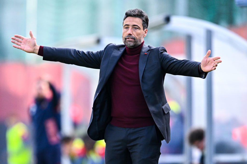 GENOA, ITALY - FEBRUARY 5: Federico Giunti head coach of Milan reacts with disappointment during the Primavera 1 match between Genoa CFC and AC Milan at Stadio Begato 9 on February 5, 2022 in Genoa, Italy. (Photo by AC Milan)