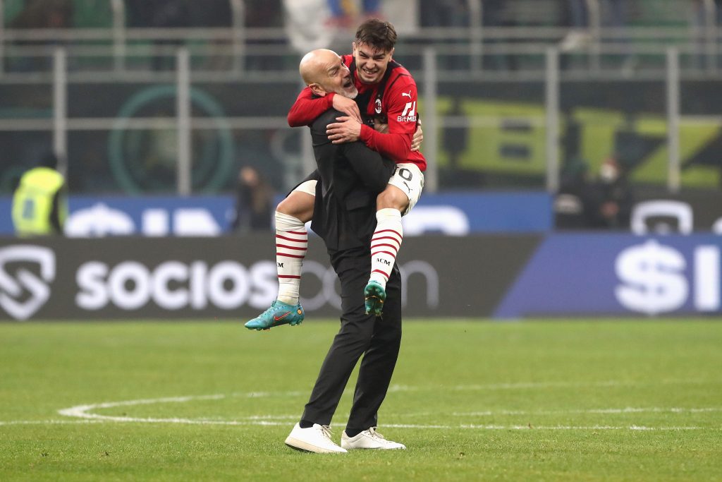 Brahim Diaz e Stefano Pioli, qui durante Inter-Milan (getty images)