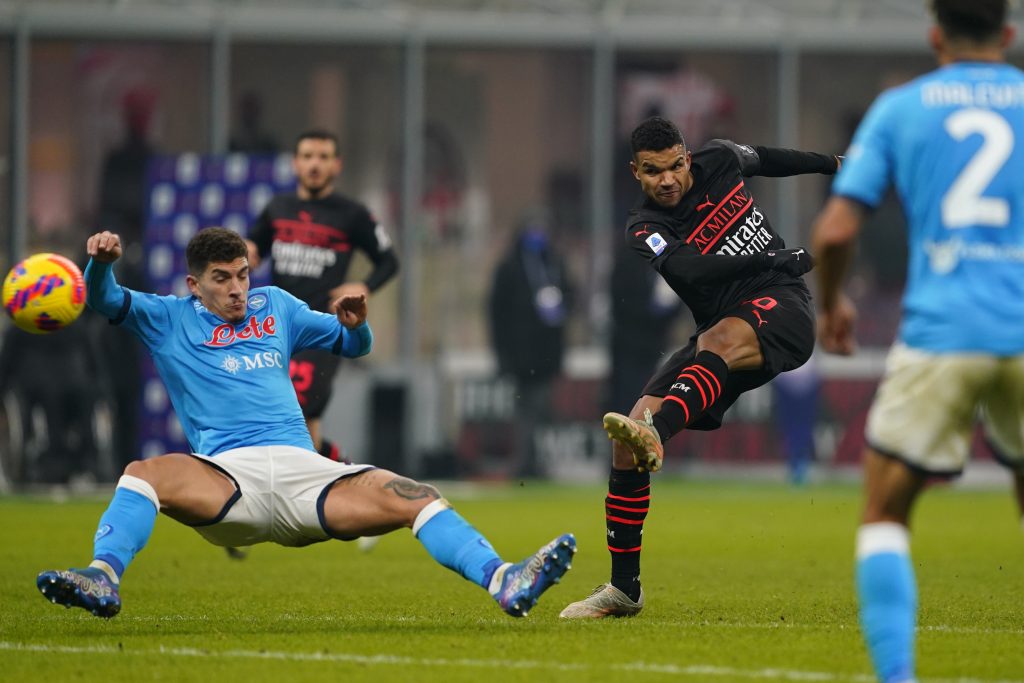 MILAN, ITALY - DECEMBER 19: Junior Messias of AC Milan in action during the Serie A match between AC Milan and SSC Napoli at Stadio Giuseppe Meazza on December 19, 2021 in Milan, Italy. (Photo by Pier Marco Tacca/AC Milan via Getty Images)