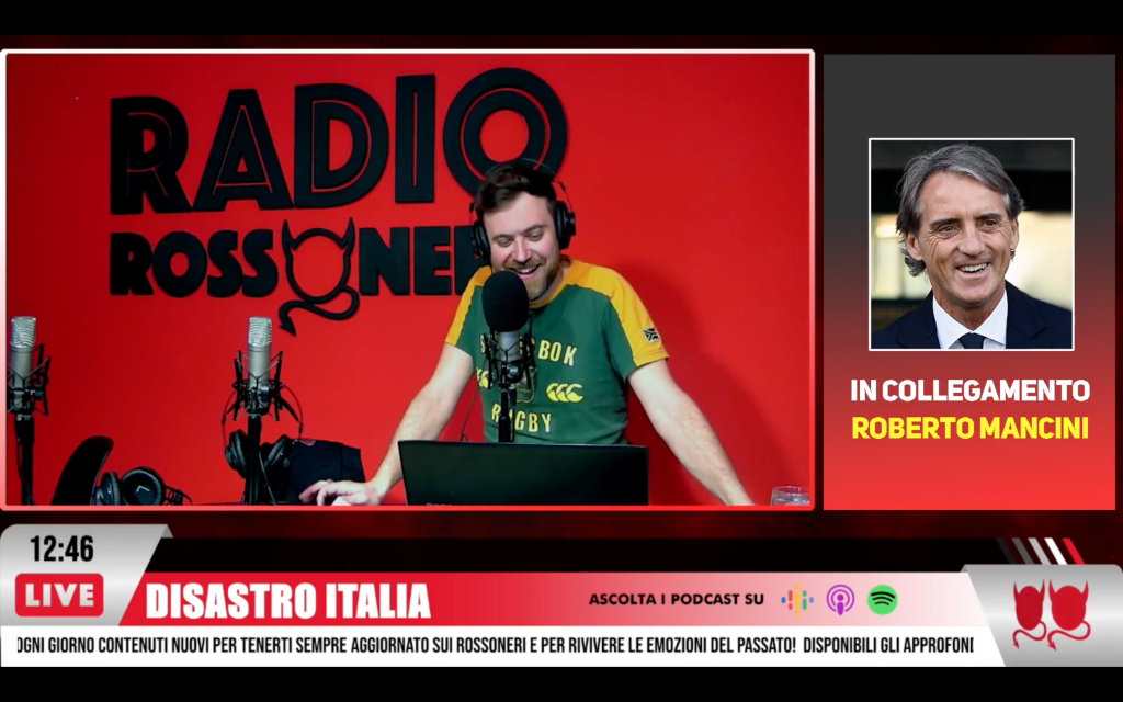 Italia, imitazioni Mancini, Caressa e Giampaolo a Radio Rossonera