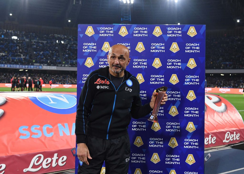 NAPLES, ITALY - MARCH 06: Luciano Spalletti of Napoli during the Serie A match between SSC Napoli and AC Milan at Stadio Diego Armando Maradona on March 06, 2022 in Naples, . (Photo by SSC NAPOLI/SSC NAPOLI via Getty Images)