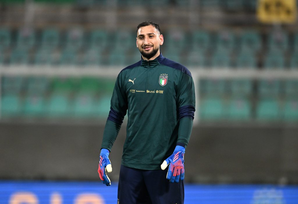 PALERMO, ITALY - MARCH 23: Gianluigi Donnarumma of Italy in action during an Italy training session on March 23, 2022 in Palermo, Italy. (Photo by Claudio Villa/Getty Images)