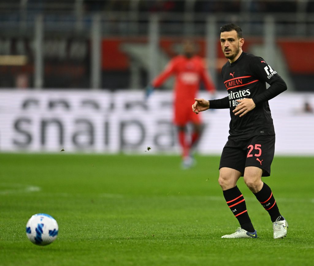 MILAN, ITALY - MARCH 12: Alessandro Florenzi of AC Milan in action during the Serie A match between AC Milan and Empoli FC at Stadio Giuseppe Meazza on March 12, 2022 in Milan, Italy. (Photo by Claudio Villa/AC Milan via Getty Images)