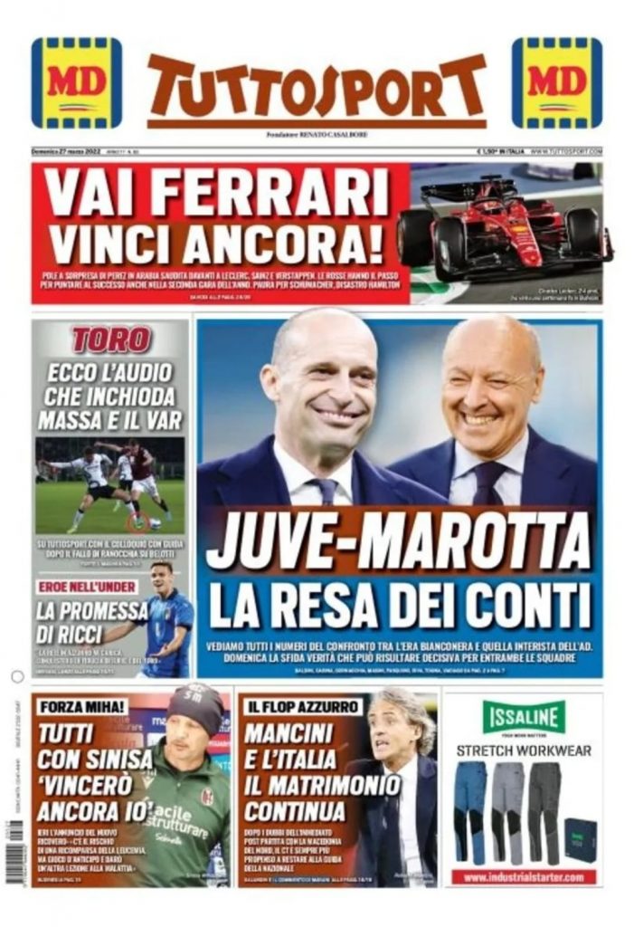 Prima pagina Tuttosport