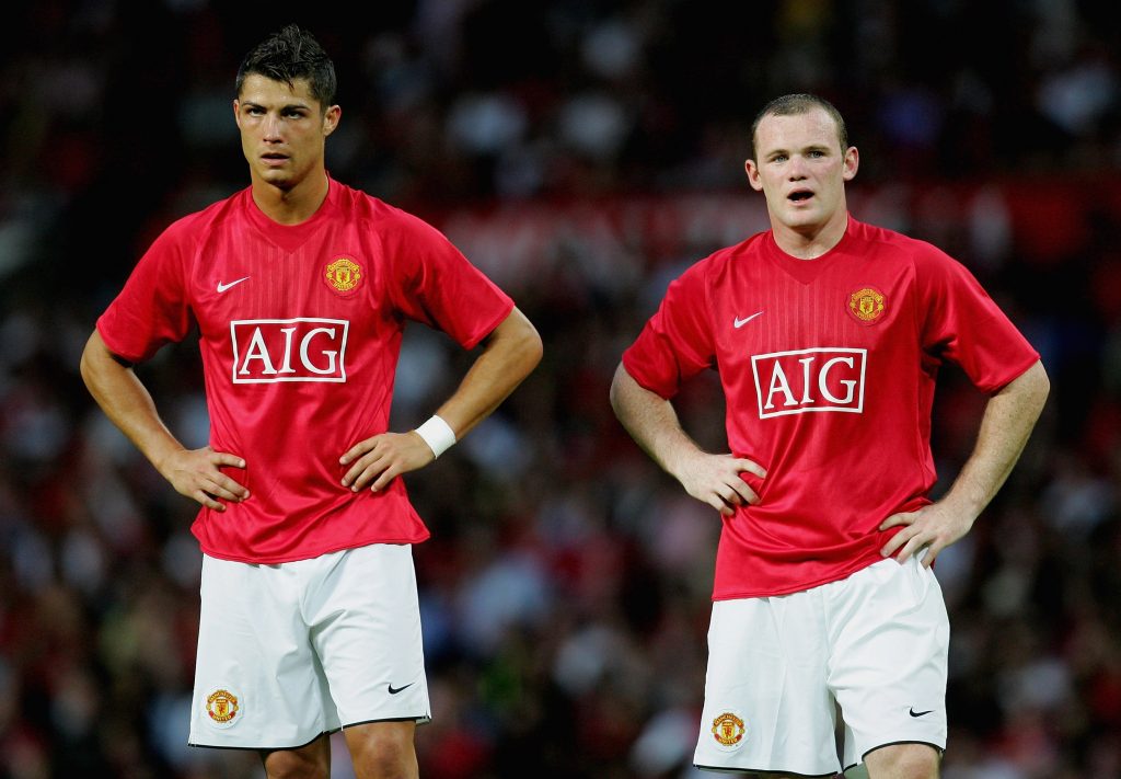 Wayne Rooney e Cristiano Ronaldo, compagni di squadra al Manchester United (getty images)