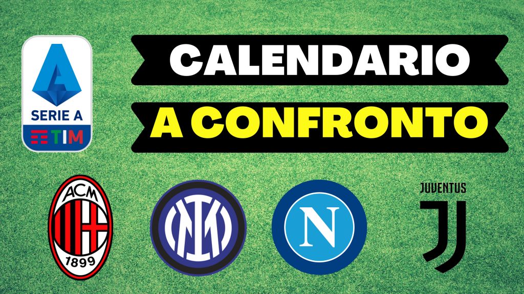 Serie A, calendario di Milan, Inter, Napoli e Juventus a confronto