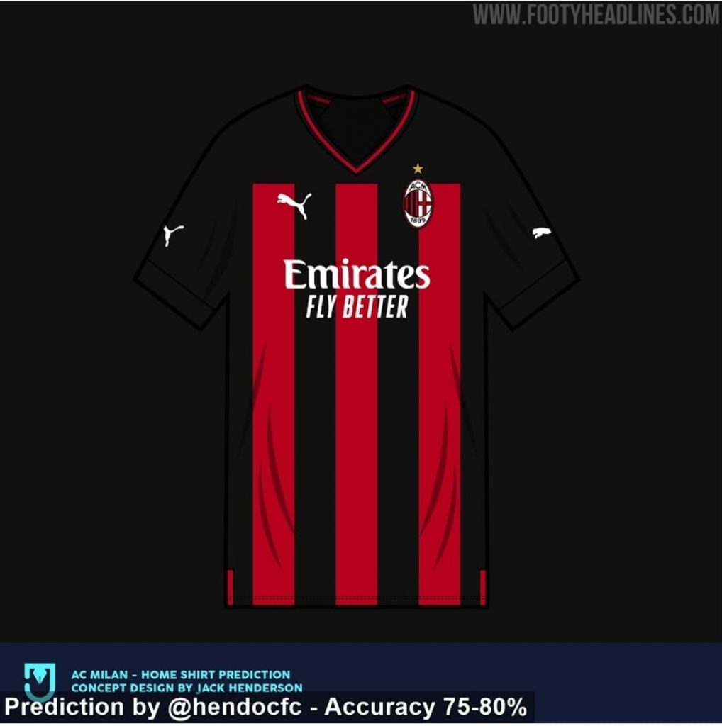 Milan, la possibile nuova maglia della prossima stagione (foto Footy Headlines)