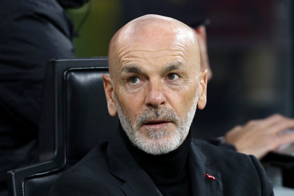 MILAN, ITALY - APRIL 04: Stefano Pioli, Head Coach of AC Milan looks on prior to the Serie A match between AC Milan and Bologna FC at Stadio Giuseppe Meazza on April 04, 2022 in Milan, Italy. (Photo by Marco Luzzani/Getty Images)