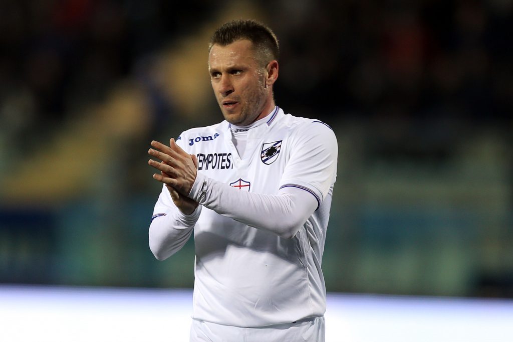 EMPOLI, ITALY - MARCH 12: Antonio Cassano of UC Sampdoria reacts during the Serie A match between Empoli FC and UC Sampdoria at Stadio Carlo Castellani on March 12, 2016 in Empoli, Italy. (Photo by Gabriele Maltinti/Getty Images)