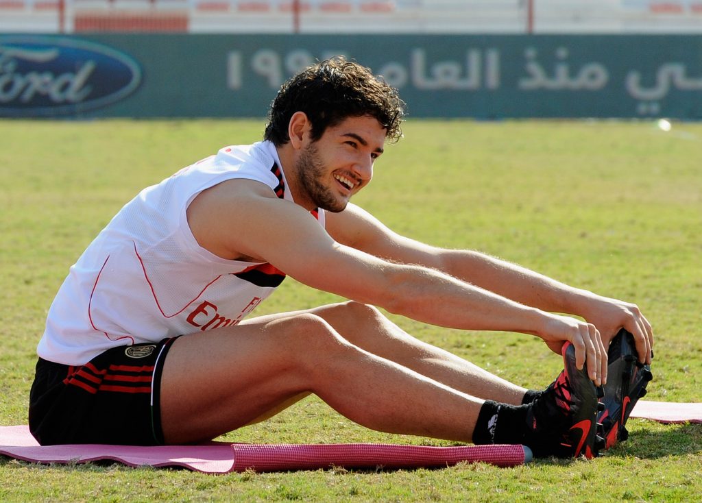 DUBAI, UNITED ARAB EMIRATES - DECEMBER 30: Alexandre Pato of AC Milan during training session at Al Rashid Stadium on December 30, 2011 in Dubai, United Arab Emirates. (Photo by Claudio Villa/Getty Images)