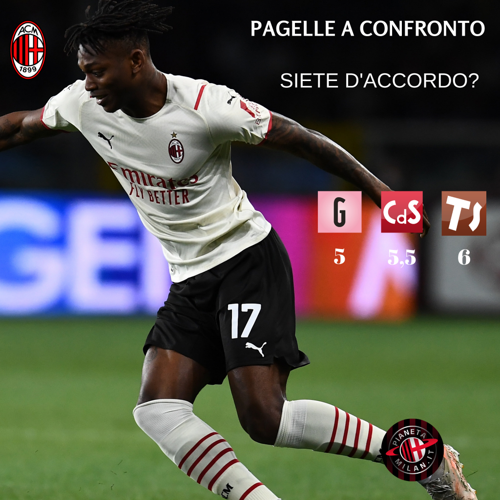 Le pagelle a confronto di Rafael Leao in Torino-Milan 0-0 (Serie A 2021-2022)