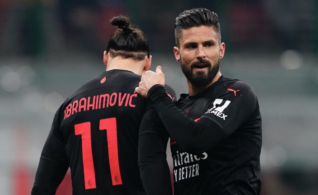 Ibrahimovic Giroud AC Milan Milan-Napoli 0-1 Serie A 2021-2022