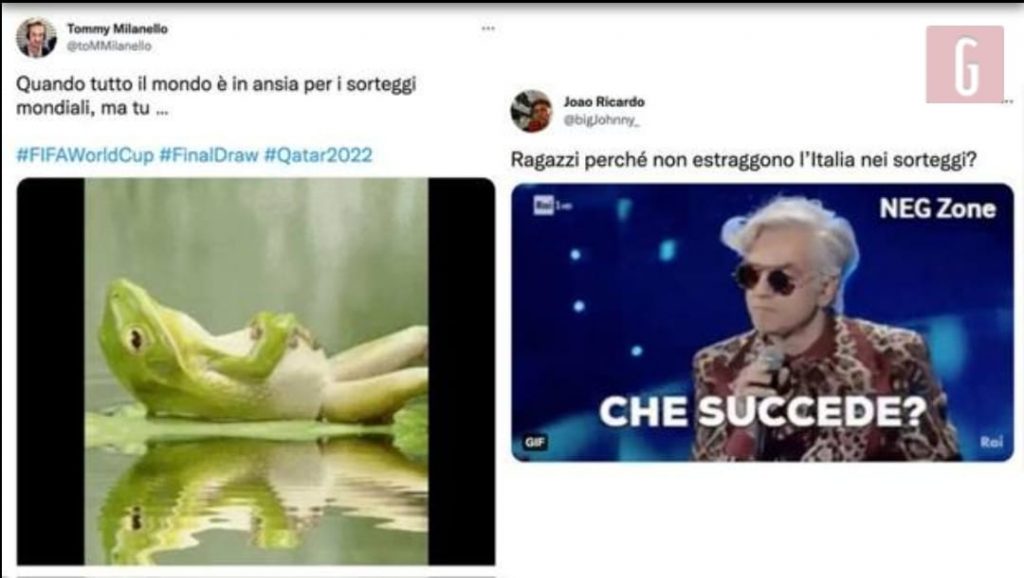 Italia assente ai sorteggi di Qatar 2022: i social non perdonano | VIDEO (screen gazzetta.it)