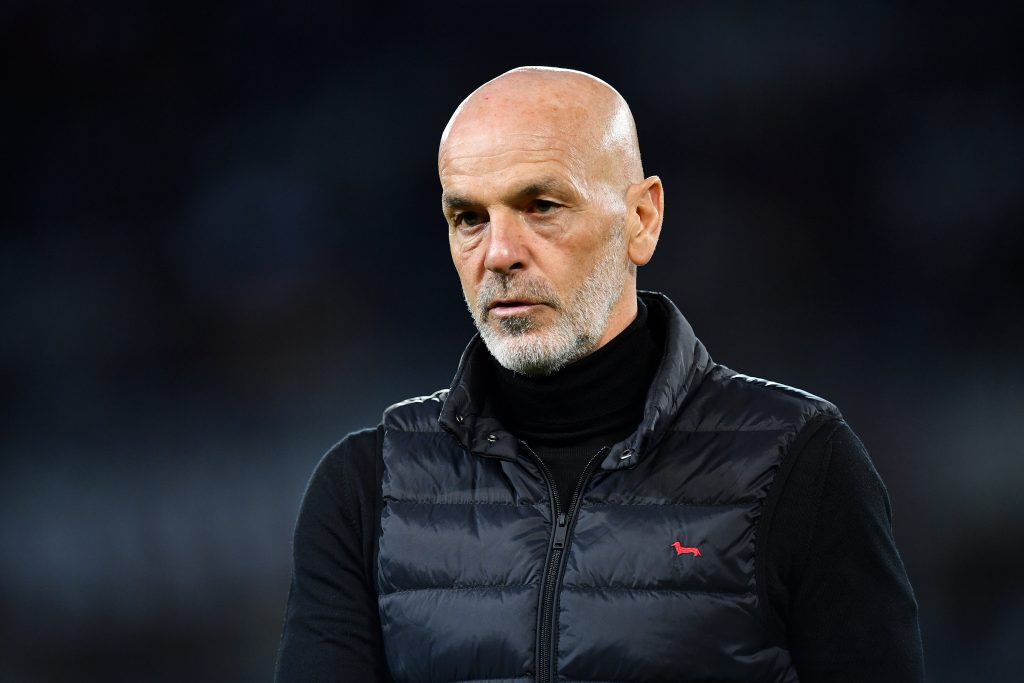 TURIN, ITALY - APRIL 10: Stefano Pioli, Head Coach of AC Milan looks on prior to the Serie A match between Torino FC and AC Milan at Stadio Olimpico di Torino on April 10, 2022 in Turin, Italy. (Photo by Valerio Pennicino/Getty Images)